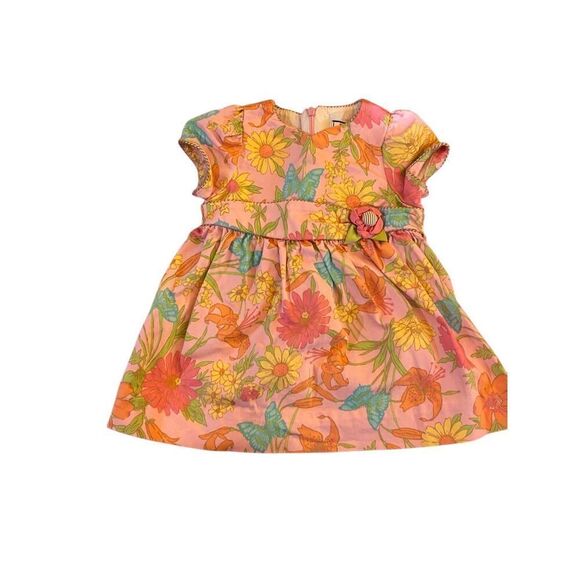 Hartstring baby girl, floral, pink, short sleeve dress, size 12 months - Picture 2 of 4